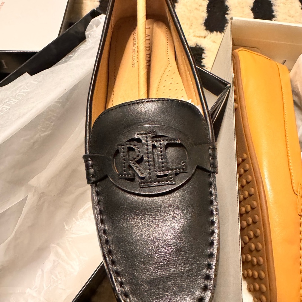 Ralph Lauren Black Leather Slip-On Loafers